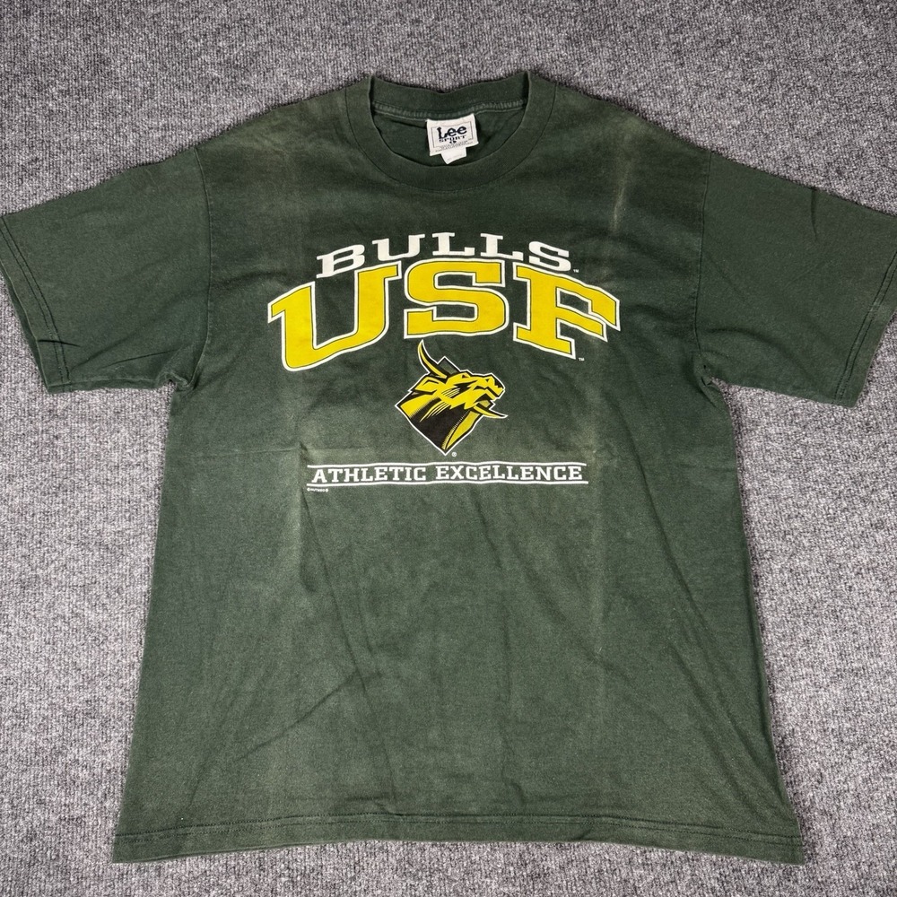 Vintage 90s USF University Of South Florida Bulls  Lee Nutmeg T‎ Shirt NCAA L